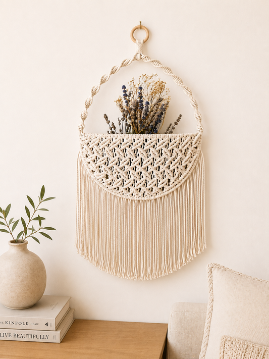 Double-Sided Macrame Wall Pocket – Decorative Flower Holder