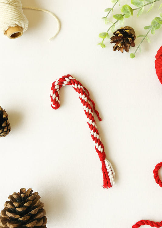 Handmade Macrame Candy Cane Ornaments - Boho Christmas Decor