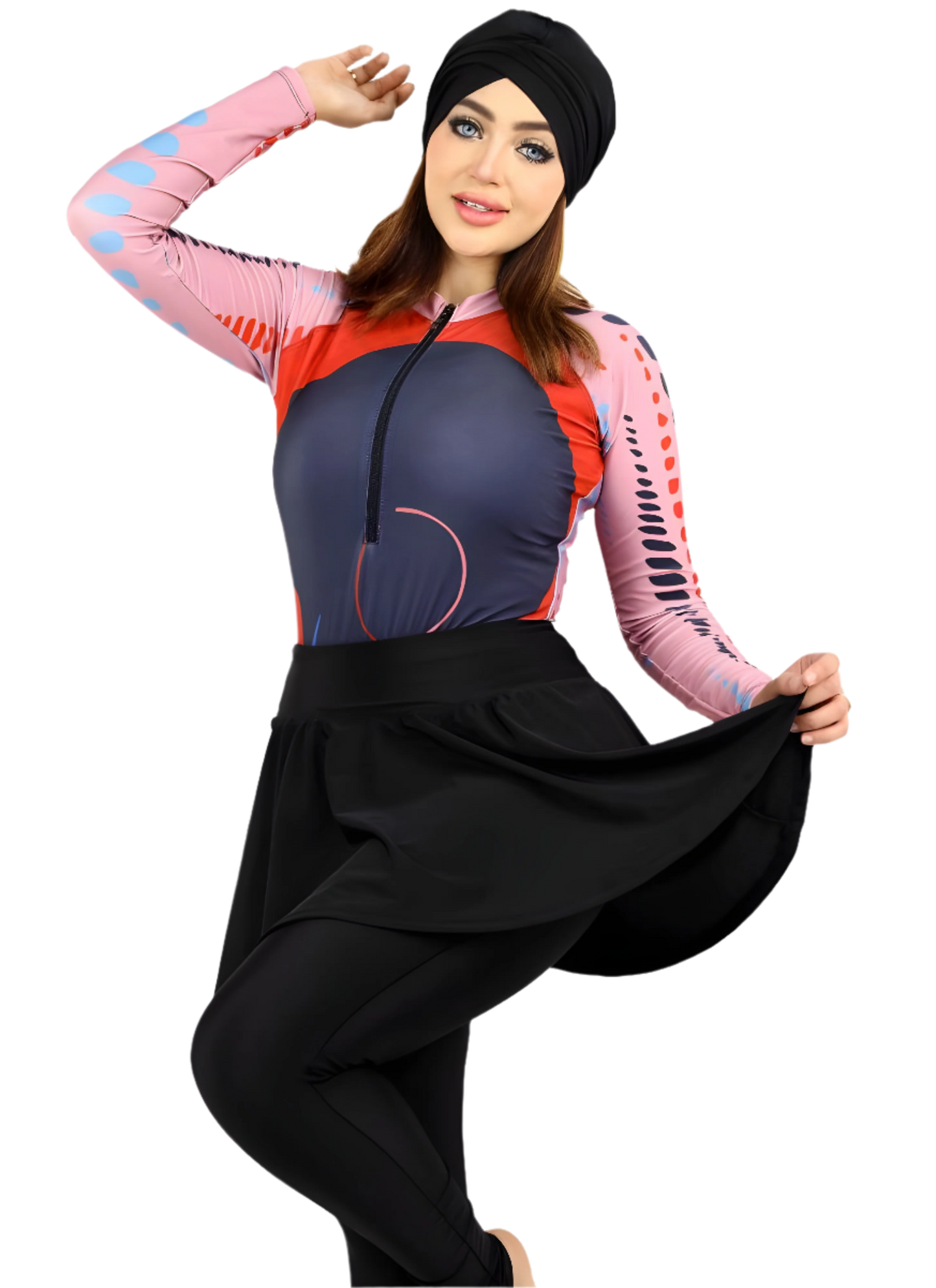 Modest Burkini Swimwear Set – 4 Pieces with Skirt & Swim Hijab