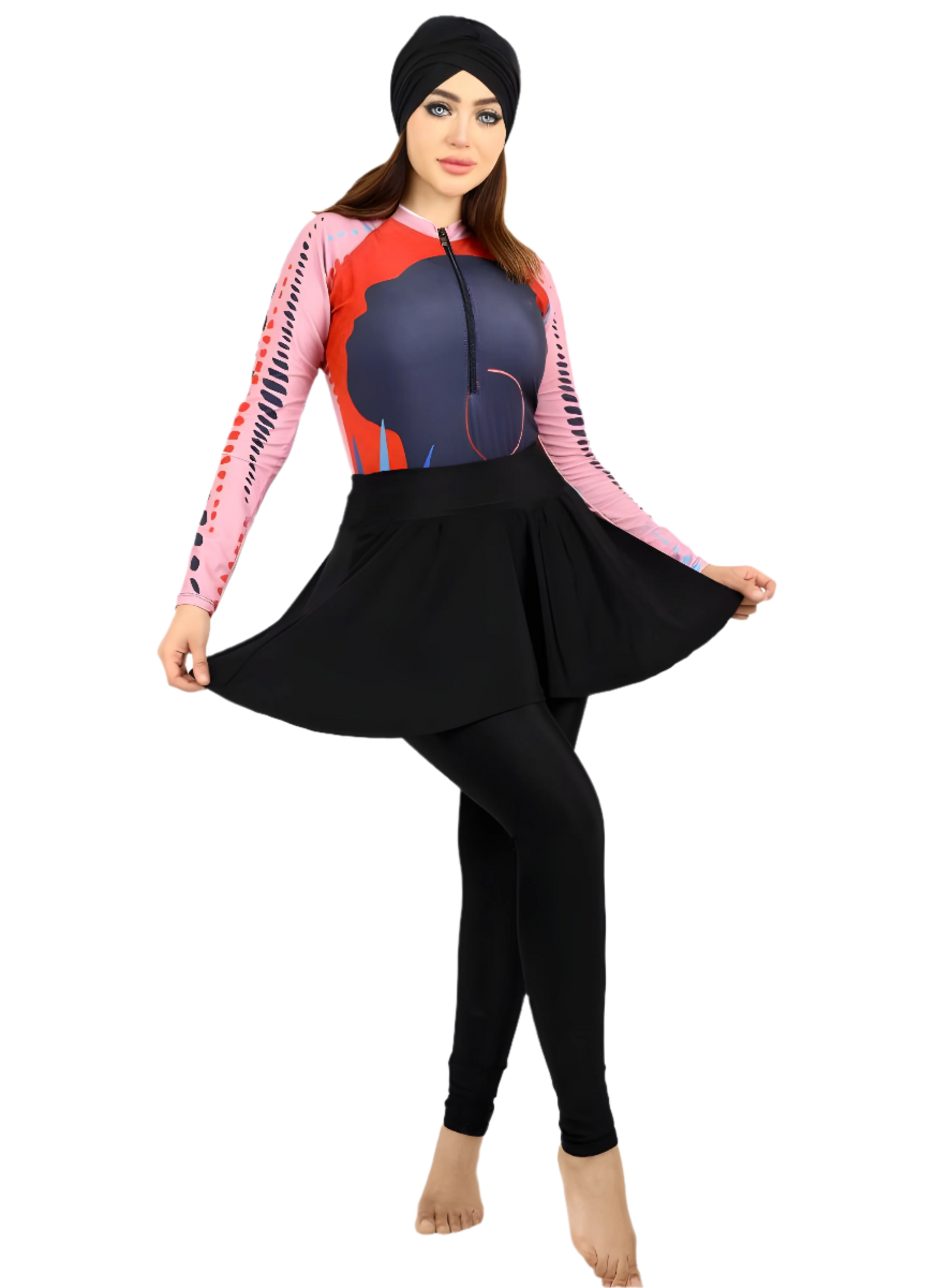 Modest Burkini Swimwear Set – 4 Pieces with Skirt & Swim Hijab