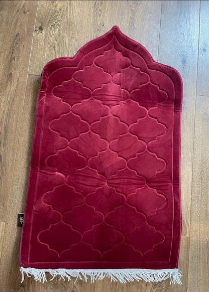 Luxury Quilted Velvet Padded Prayer Mat with Memory Foam