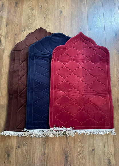 Luxury Quilted Velvet Padded Prayer Mat with Memory Foam