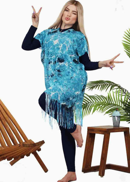 Lace Beach Cover-Up with Fringe Trim