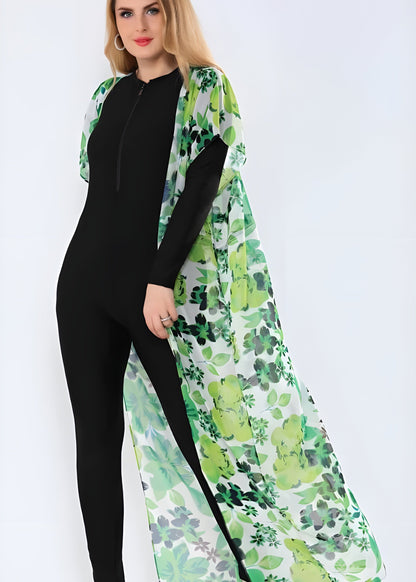 Long Sheer Beach Cover-Up with Adjustable Drawstring Waist