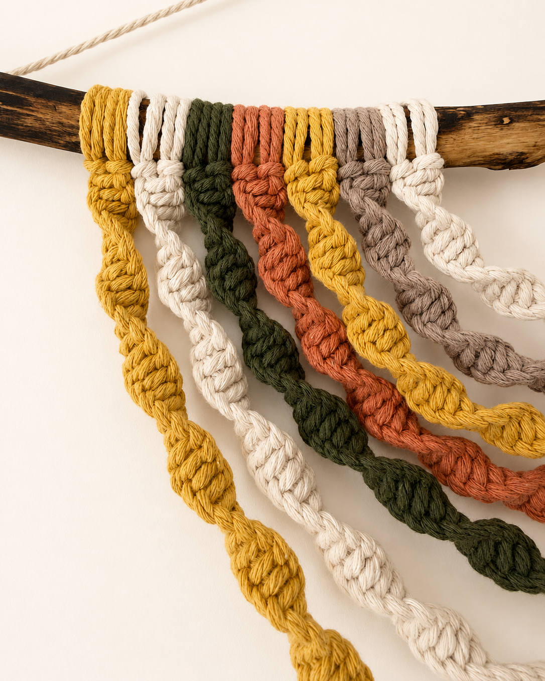 Colourful Macrame Wall Hanging with Leaves | Boho Driftwood Wall Decor