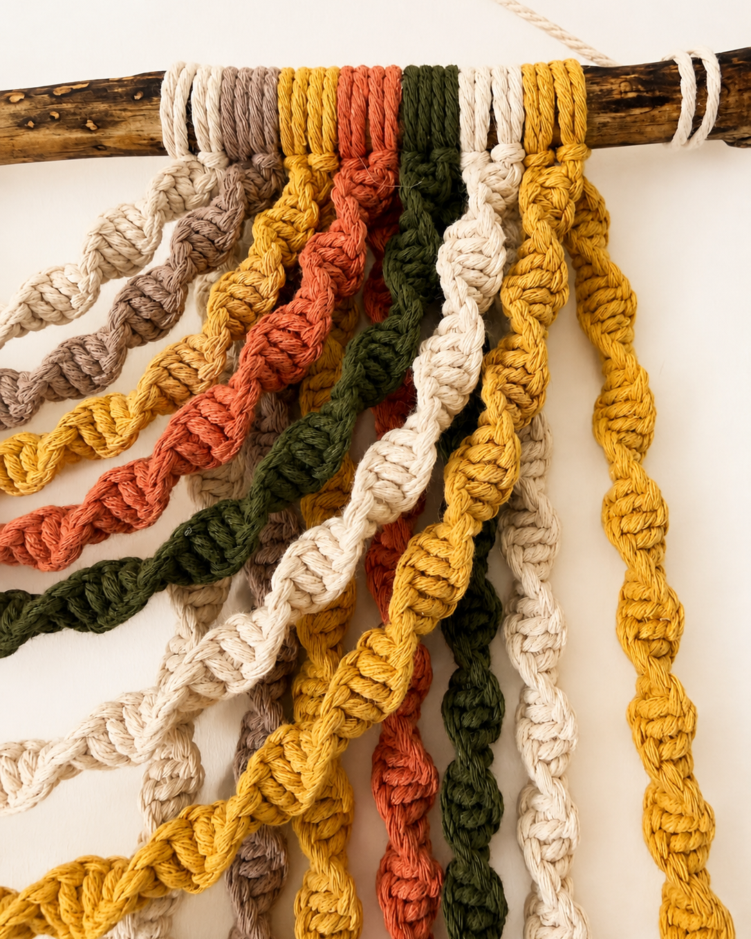 Colourful Macrame Wall Hanging with Leaves | Boho Driftwood Wall Decor