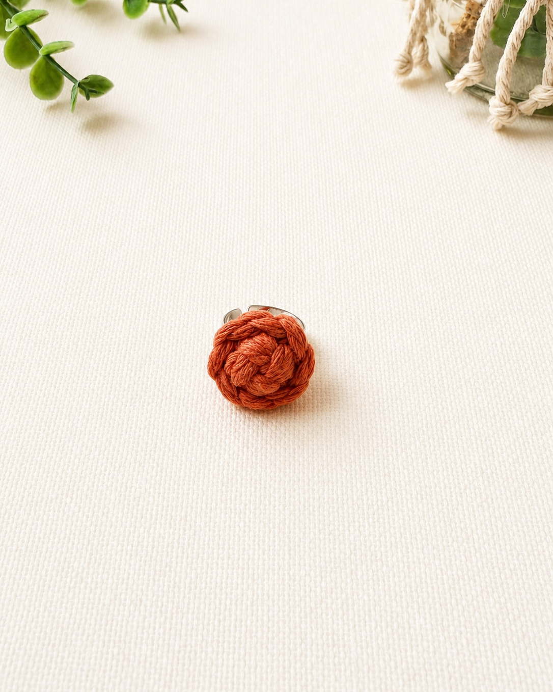 Handmade Macrame Ring | Adjustable Cotton Heart & Flower Ring | Boho Statement Ring for Women & Girls