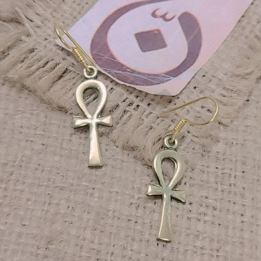 Egyptian Ankh Earrings – Key of Life Symbol | Handmade Brass Jewellery