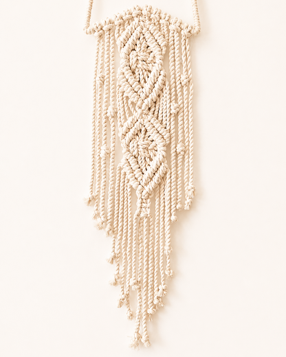 Diamond macrame star wall hanging showing detailed handmade knot design