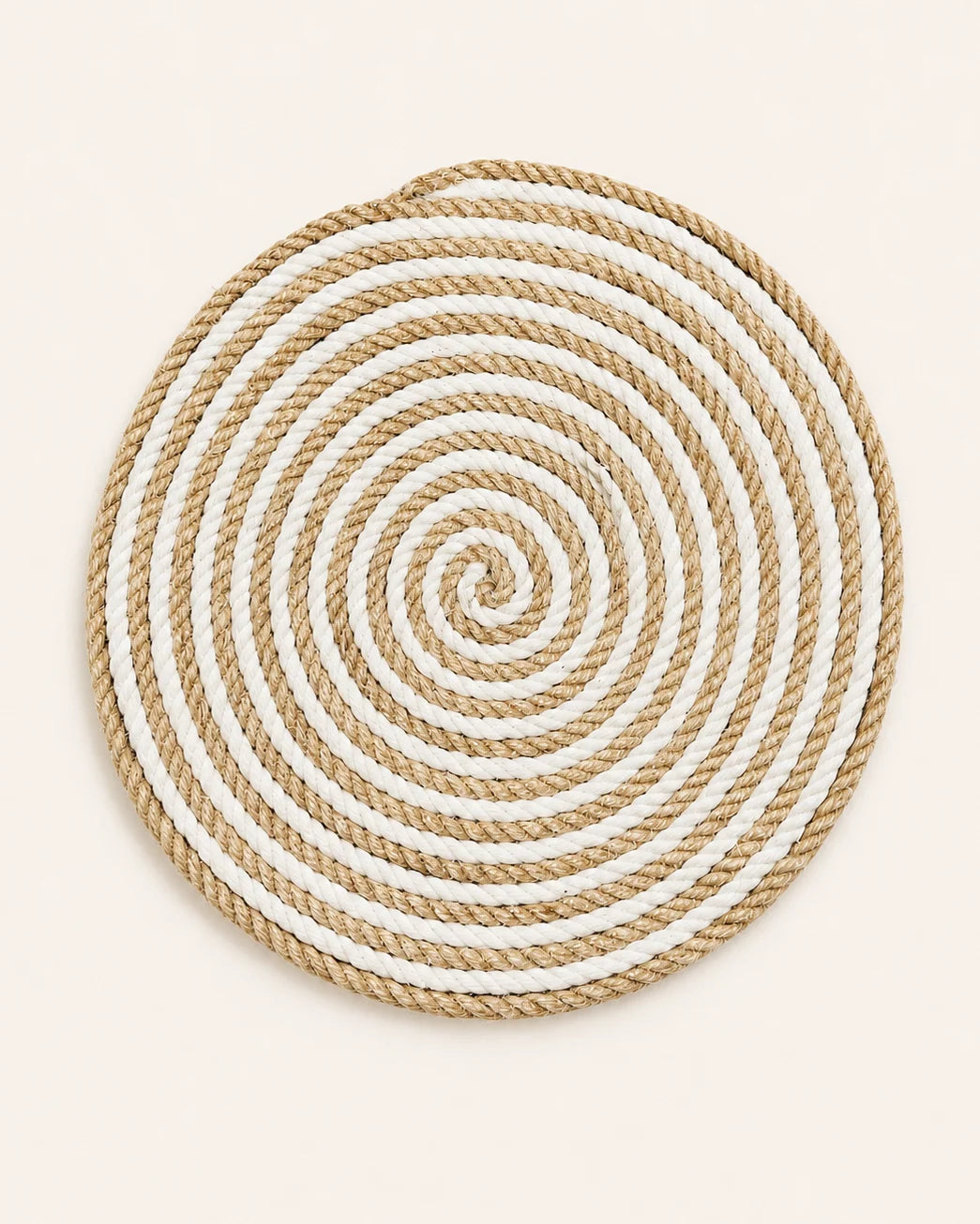 Handmade jute and off white spiral wall decor