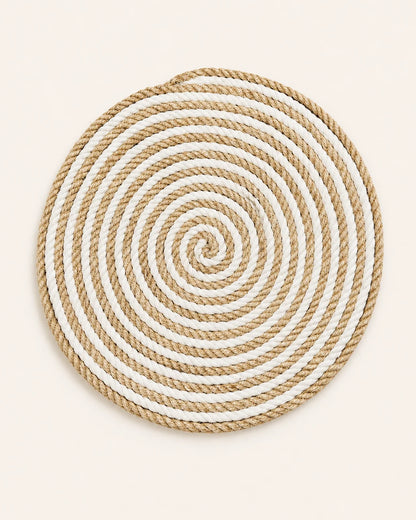 Handmade jute and off white spiral wall decor
