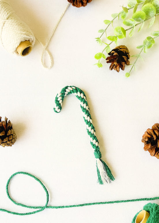 Handmade Macrame Candy Cane Ornaments - Boho Christmas Decor