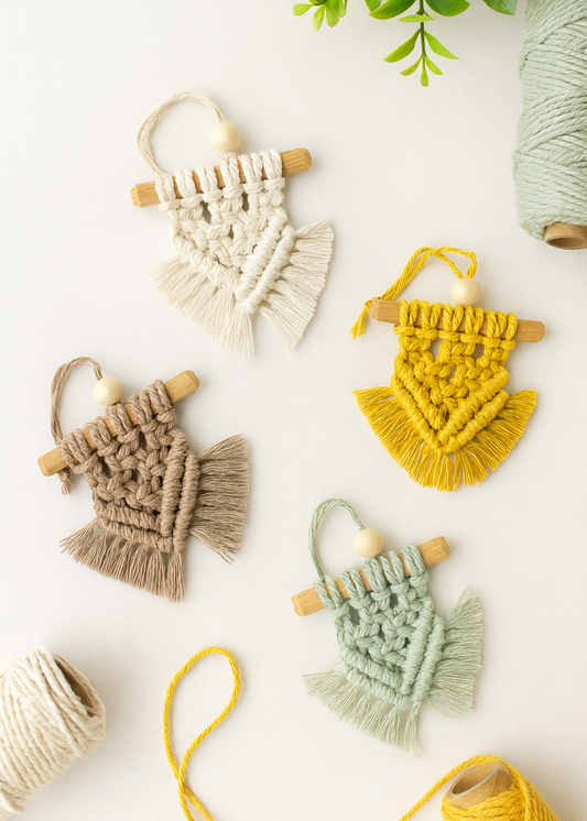 Mini Macrame Wall Hanging – Boho Car Charm & Ornament Decor