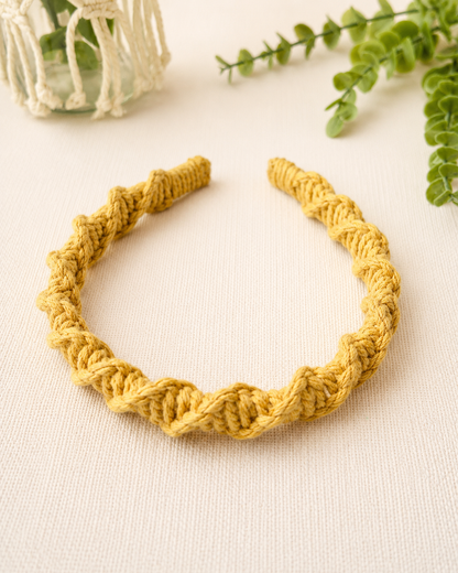 Mustard handmade spiral macrame headband