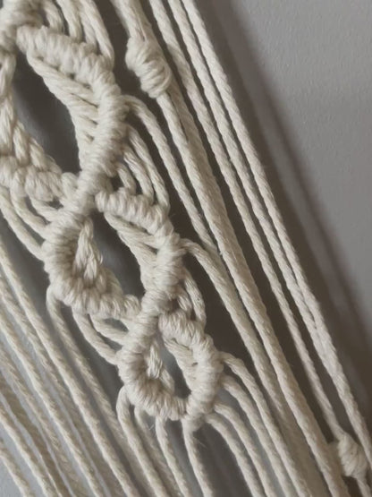 Video showcasing the handmade Islamic macrame wall hanging set with crescent moon, Ramadan Kareem and star designs.