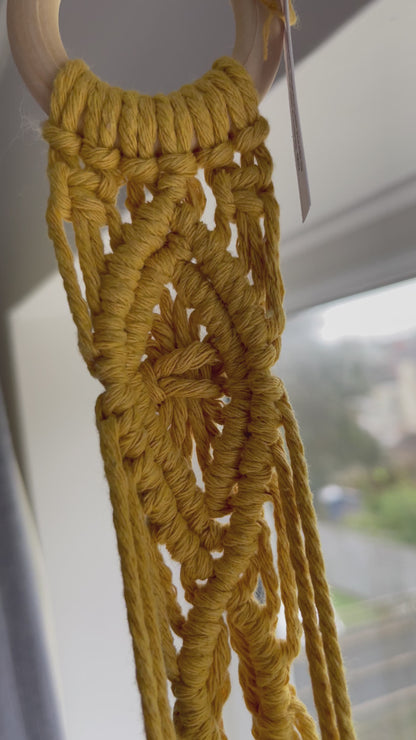Mustard Yellow Macrame Plant Hanger – Boho Indoor Plant Decor