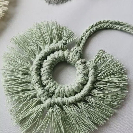 Boho Macramé Car Charm – Essential Oil Diffuser Heart