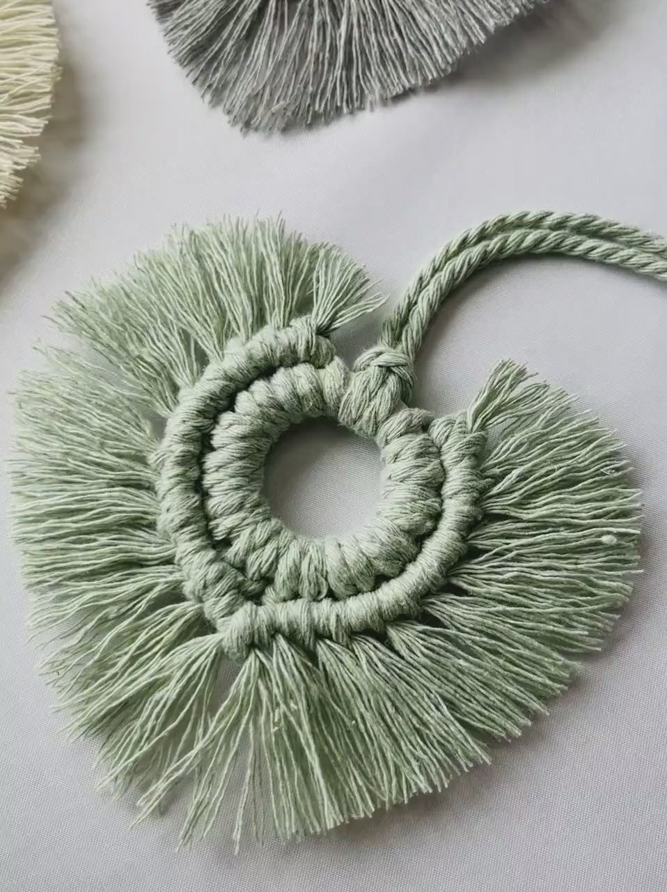 Boho Macramé Car Charm – Essential Oil Diffuser Heart
