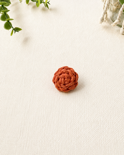 Terracotta handmade macrame button brooch