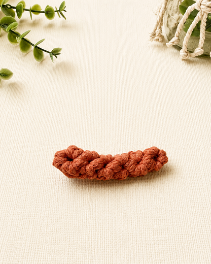 Terracotta handmade macrame cotton hair clip.