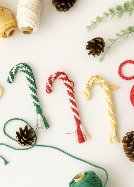 Handmade Macrame Candy Cane Ornaments - Boho Christmas Decor